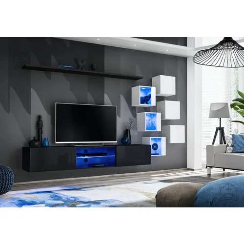 ASM Meble Dnevni TV regal Switch XXI LED - črn/bel