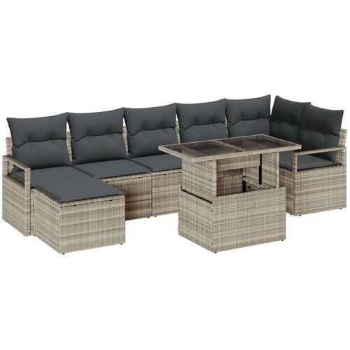  8-dijelni vrtni kauč set s jastučićima svjetlosivi poli ratan  dvosjedni vrtni kauč s pohranom i jastučićima sivi poli ratan Cijene
