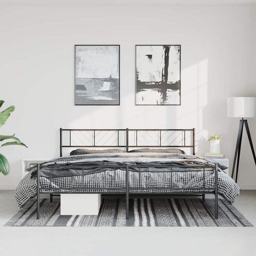 Metalni okvir kreveta uzglavlje i podnožje crni 193x203 cm Cijene