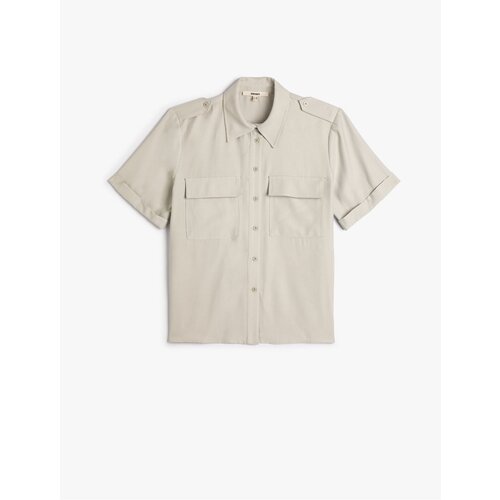 Koton Epaulette Detailed Shirt Pocket Short Sleeve Silky Textured Slike