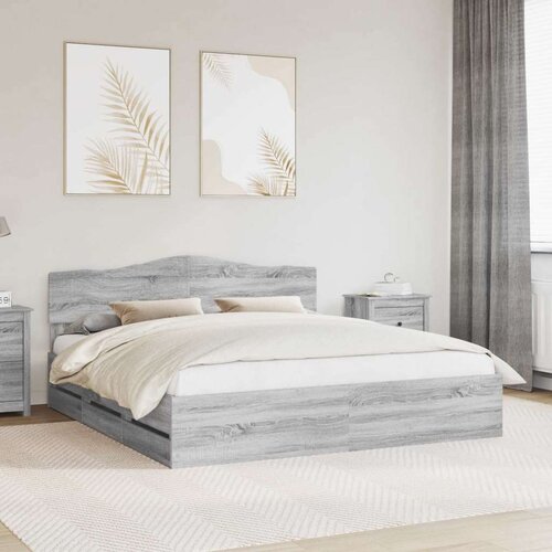  Okvir za krevet Siva Sonoma 200 x 200 cm Inženjersko Drvo - Sivi hrast sonoma 200 x 200 cm Cijene