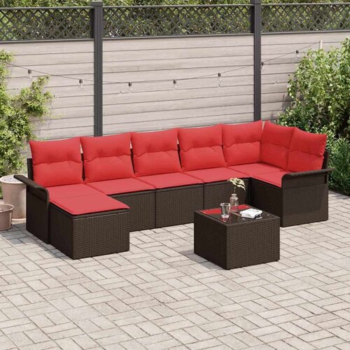  Vrtna sedežna garnitura z blazino 8 pcs Rjava Poly ratan, (5000144945) Cene