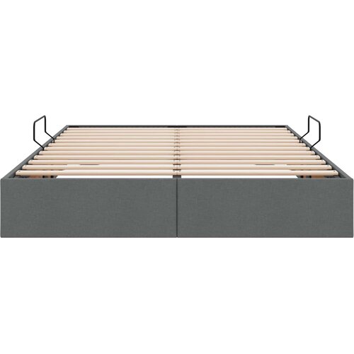  Otomanski krevet s pohranom Tamno siva 140 x 200 cm tkanina Slike