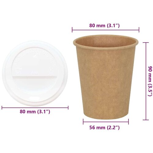 VidaXL papirnate &amp;scaron;alice za kavu s poklopcima 1000 kom 8 oz 200 ml Slike