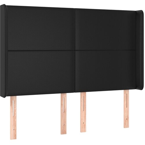 VidaXL Vzglavje z u&amp;scaron;esi črno 147x16x118/128 cm umetno usnje, (20936052) Slike