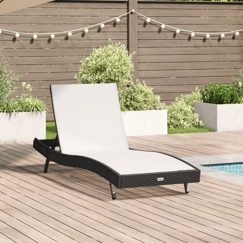 VidaXL Ležaljka na suncu Crni Polyrattan i Tekstilen Slike