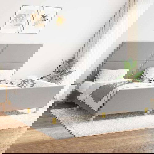  Posteljni okvir z vzglavjem svetlo siv 160x200 cm blago, (20905508) Cene