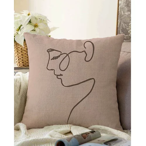 Minimalist Cushion Covers bež jastučnica s udjelom pamuka Portrait, 55 x 55 cm