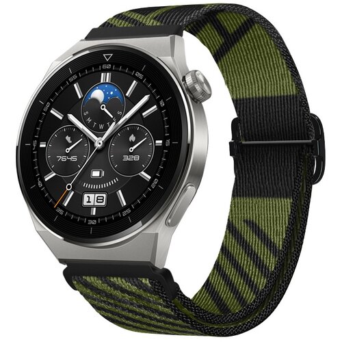 INF združljiv z huawei GT3 pro/buds nastavljiv najlonski pleten elastičen pa&scaron;ček green+black 22 mm, (5000090722) Cene
