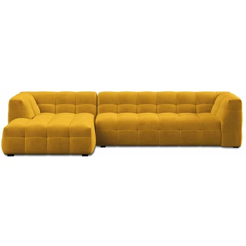 Windsor & Co Sofas rumena žametna kotna sedežna garnitura Vesta, levi kot