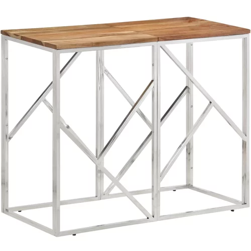  Konzolni stol srebrni od nehrđajućeg čelika i obnovljenog drva