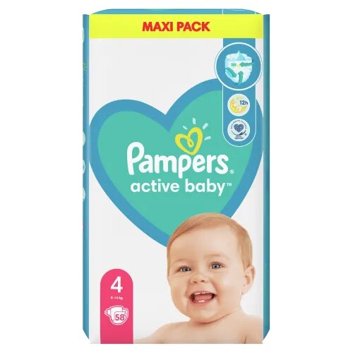 Pampers Active Baby Size 4 jednokratne pelene 9-14 kg 58 kom Cijene