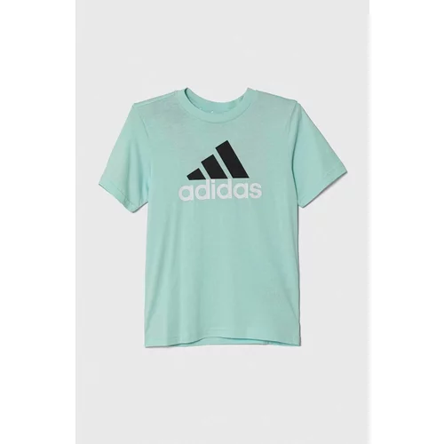 Adidas Bombažna kratka majica turkizna barva
