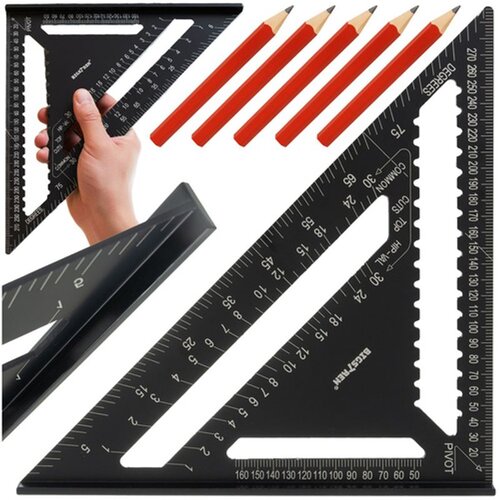 Bigstren aluminijski tesarski kutnik 30 x 30 cm + 5 olovaka Cijene
