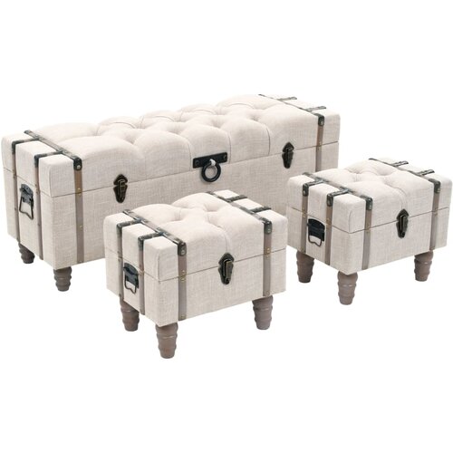  3-dijelni set klupa za pohranu 112x37x45 cm od drva i čelika Cijene