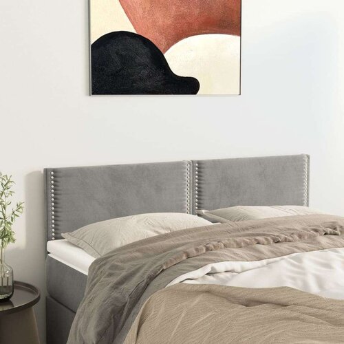  Posteljno vzglavje 2 kosa svetlo sivo 72x5x78/88 cm žamet, (20738537) Cene