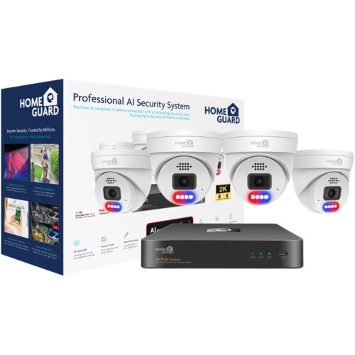  Homeguard POE Set 2K NVR 8CH+4 kamere, svjetlosno/zvučni alarm, AI detekcija Cijene