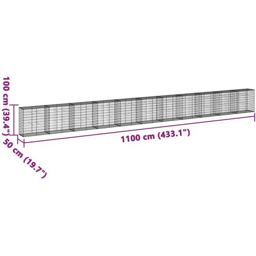 vidaXL Gabionska ko&scaron;ara s pokrovom 1100x50x100 cm pocinkano železo Cene