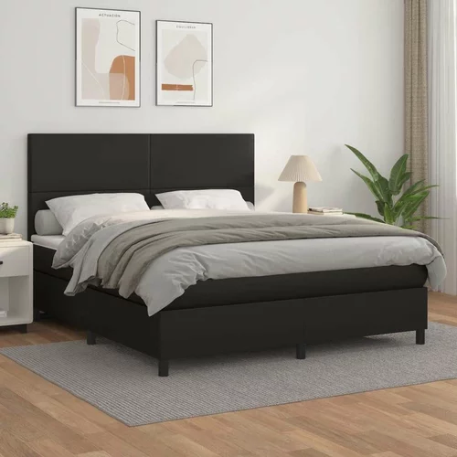  Box spring postelja z vzmetnico črn 160x200 cm umetno usnje, (20791186)