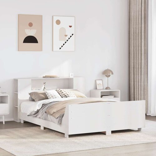  Posteljni okvir brez vzmetnice bel 120x200 cm trdna borovina Cene