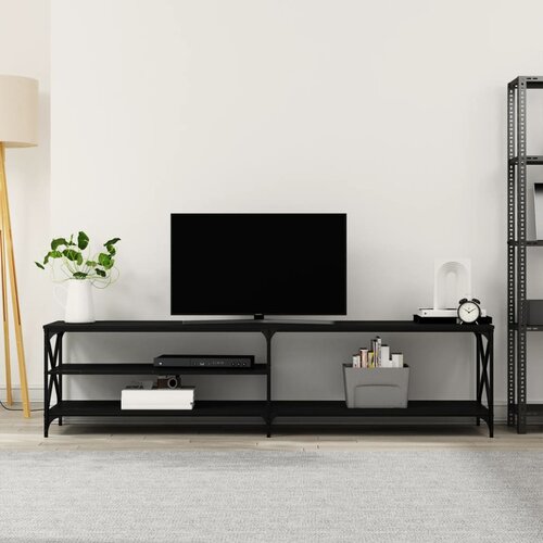 VidaXL TV omarica črna 200x40x50 cm inženirski les in kovina Slike