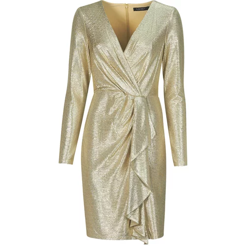 Polo Ralph Lauren Kratke obleke CINLAIT-LONG SLEEVE-COCKTAIL DRESS Pozlačena