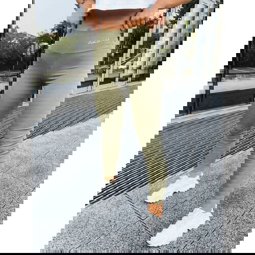 DStreet Prążkowane legginsy damskie LOOK AT ME zielone Cene