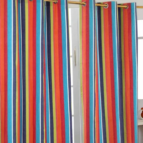 HOMESCAPES Multi Stripes Ready Made Eyelet zavese par, 117x137 cm kapljica, (20749443)