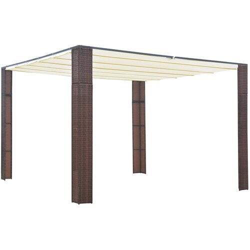 vidaXL Paviljon s streho poli ratan 300x300x200 cm rjav in krem Cene