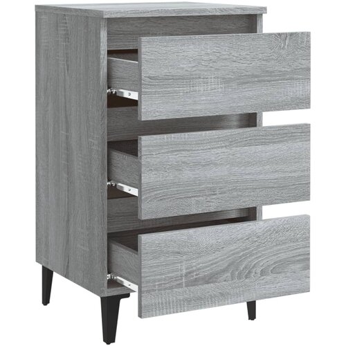  Noćni ormarić s metalnim nogama boja sivog hrasta 40x35x69 cm Slike