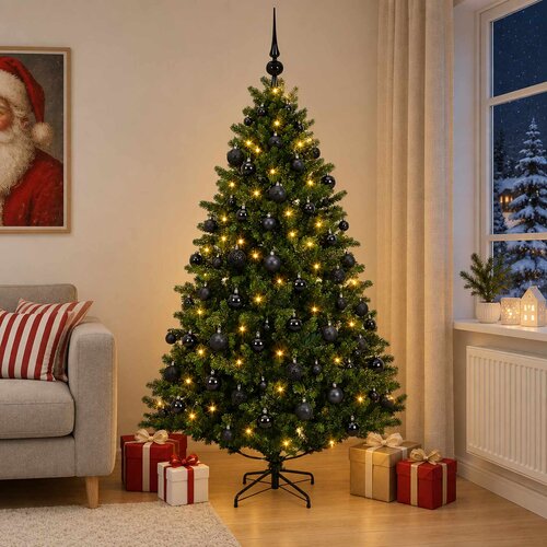  Umjetno božićno drvce s kuglicama 180 cm 300 LED lampica Slike