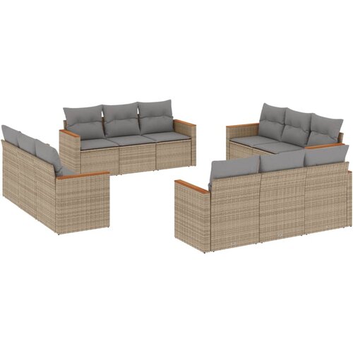  12-dijelni set vrtnih sofa s jastucima bež od poliratana Slike