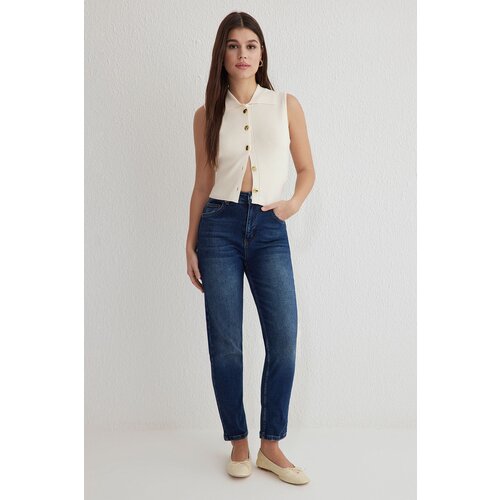 Trendyol Dark Blue High Waist Comfort Mom Jeans Cene