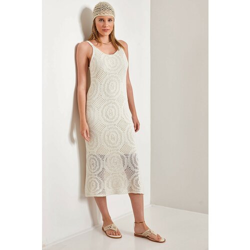 Bianco Lucci Women's Round Patterned Strap Knitwear Dress Slike