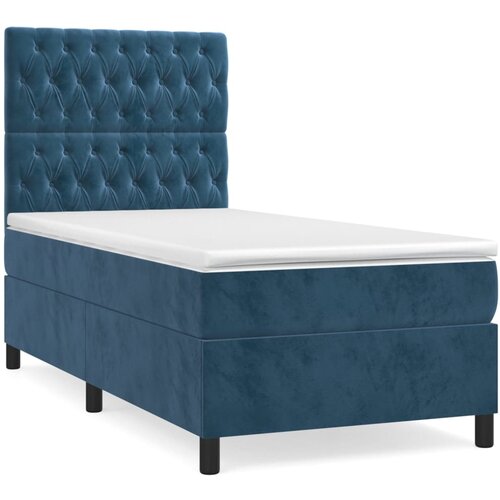 VidaXL Box spring postelja z vzmetnico temno modra 80x200 cm žamet, (20790870) Slike