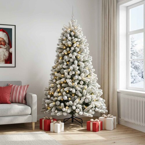  Umjetno božićno drvce s kuglicama 180 cm 300 LED lampica Slike