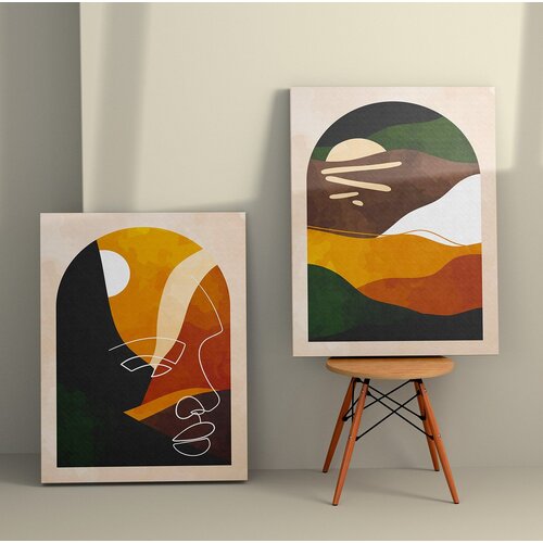 Wallity 2KNV4245 - 70 x 100 multicolor decorative canvas painting (2 pieces) Cene
