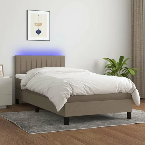 Box spring postelja z vzmetnico LED taupe 90x200 cm blago, (20900596)