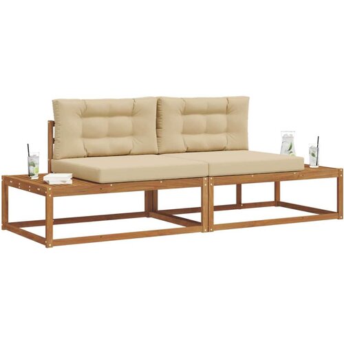  Set vanjskih sofa s jastukom 2 Komad Prirodna i bež Slike