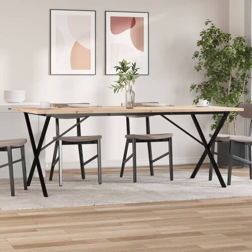 VidaXL Blagovaonski stol X-oblika 200x100x75 5cm od borovine i željeza Slike