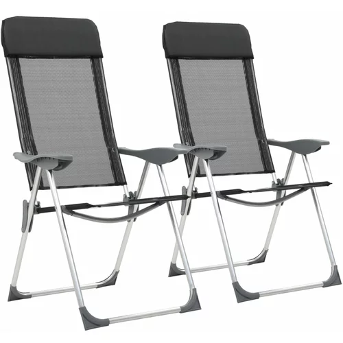 vidaXL Zložljivi stoli za kampiranje 2 kosa črne barve aluminij