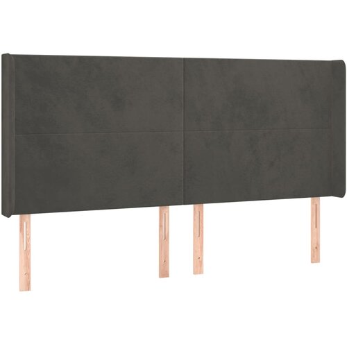 Maison Chic Vzglavna omarica - Nočna omarica - Posteljna omarica z ušesi temno sivo 203x16x118/128 cm žamet, (21709635) Cene