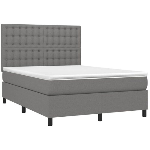  Krevet box spring s madracem LED tamnosivi 140x190 cm tkanina Slike