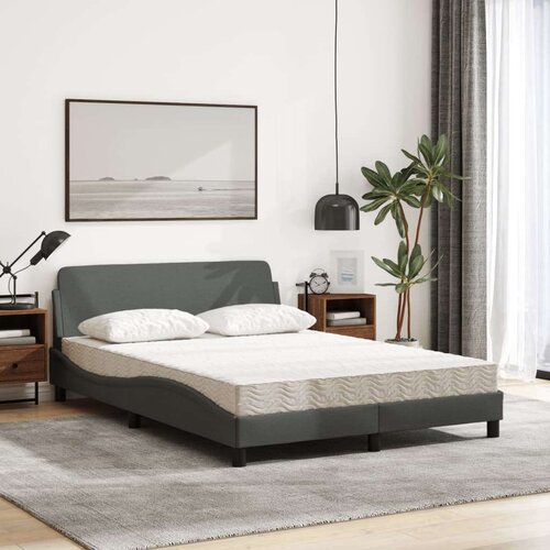 VidaXL Krevet s madracem tamnosivi 120 x 200 cm od tkanine Slike