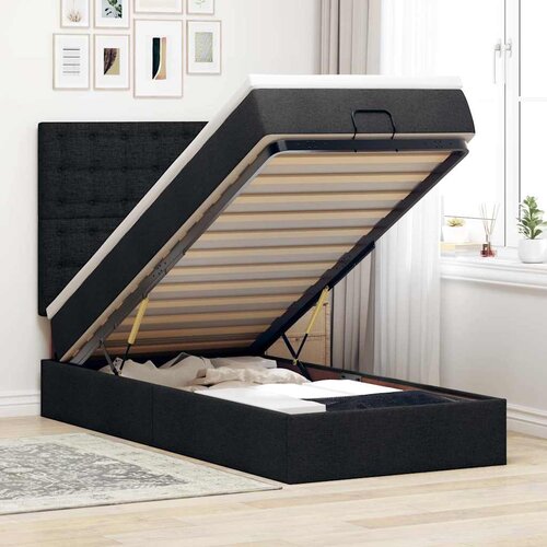 vidaXL Otomanski okvir kreveta s madraca crni 100x200cm tkanine Cene