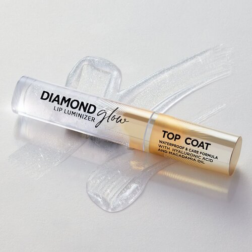 Eveline Cosmetics Diamond Glow ble&amp;scaron;čeči sijaj za ustnice s hialuronsko kislino odtenek 12 Top Coat 4,5 ml Slike