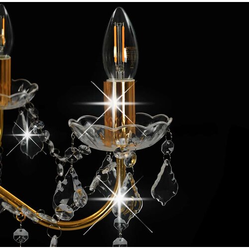  Luster s kristalnim perlama zlatni okrugli 6 x E14 Slike