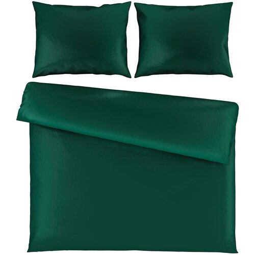 Novel posteljnina tanja 200/200 cm saten temno zelena Slike
