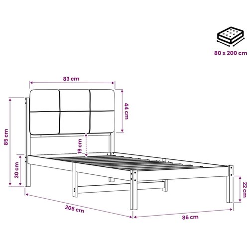  Krevetni okvir s tapiciranim uzglavljem - Bijelo prana i svijetlosiva 80 x 200 cm Slike