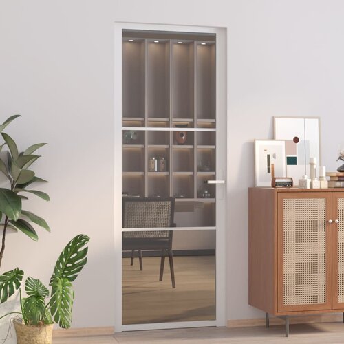 VidaXL Unutarnja vrata 76 x 201,5 cm Bijela od ESG stakla i aluminija Slike